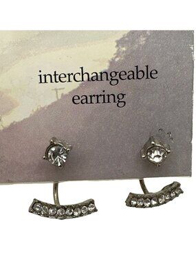 Vintage Interchangeable Ear Jacket Earrings Cuff Stud Rhinestone Versatile Looks